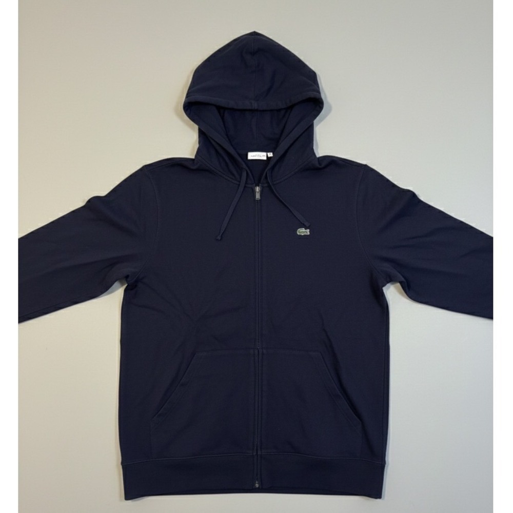Lacoste Mens Full Zip Hoodie Navy Blue Classic Fit‎ Embroidered Croc Sz 8 3XL - Picture 2 of 5